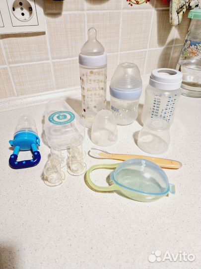Бутылочки Nuk, Avent, нимблер, силиконовая ложка