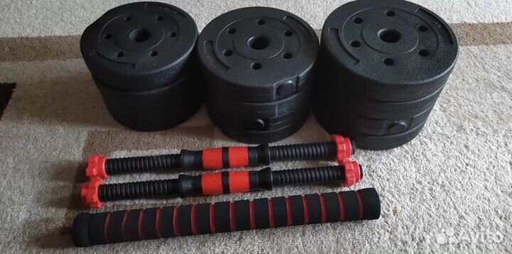 Гантели разборные 2 по 10 кг + переходник