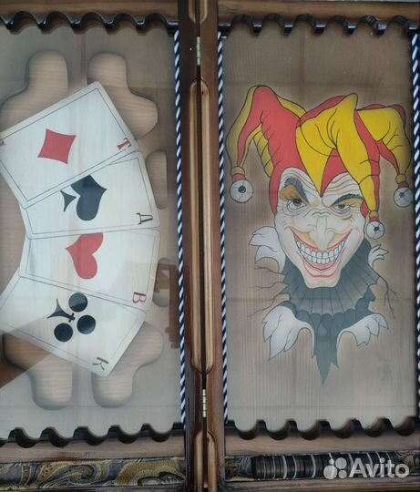 Нарды, резные со стеклом, ручной работы