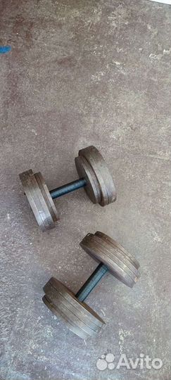 Штанга с блинами. Гантели