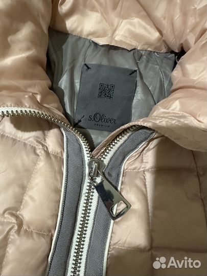 Пуховик легкий s.Oliver бежевый,вязаный капюшон
