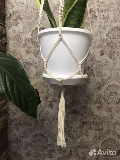 Подвес для кашпо Макраме Вязаный Цветы растения