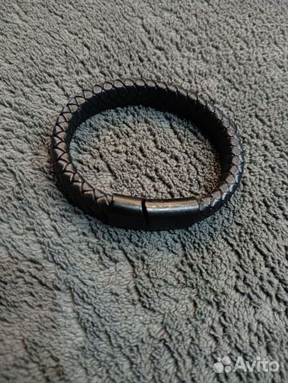 Мужской плетёный браслет из натуральной кожи