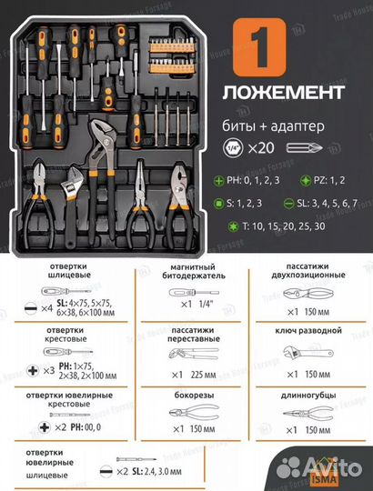 Набор инструментов для автомобиля 186 предметов