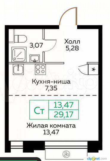 Квартира-студия, 29,2 м², 16/25 эт.