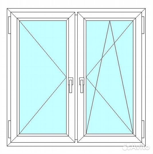 Окно veka WHS60, 2 ств., 2-кам. с/п, 1200x1400