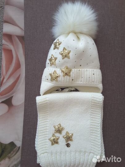 Шикарный комплект:шапка+шарф(2-3года)