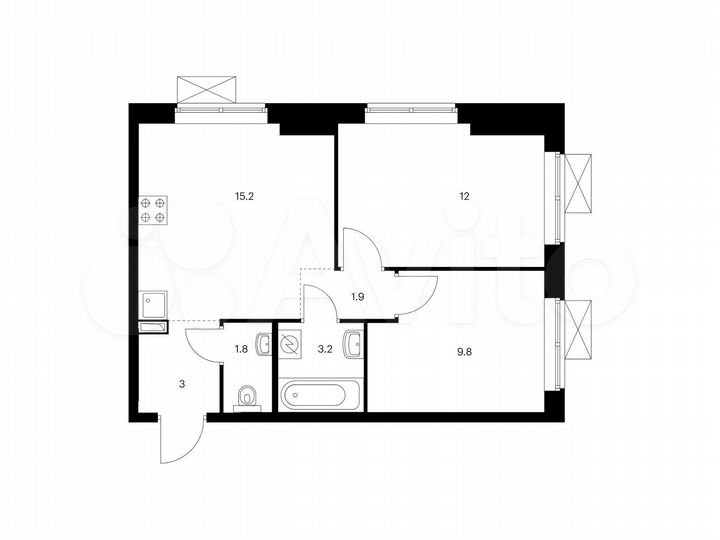 2-к. квартира, 46,9 м², 7/22 эт.