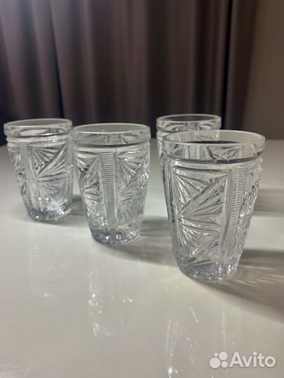 Стаканы зрустальные -4шт., высота 10 см. СССР