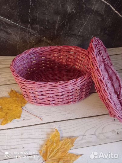 Шкатулка плетёная, ручная работа