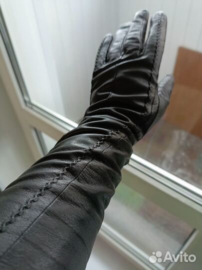 Перчатки женские натуральная кожа длинные