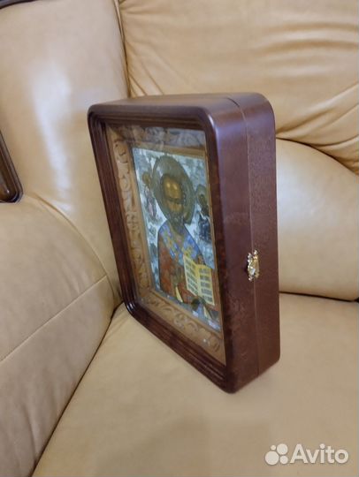 Икона Николай Чудотворец 27х34х8см в киоте,дерево