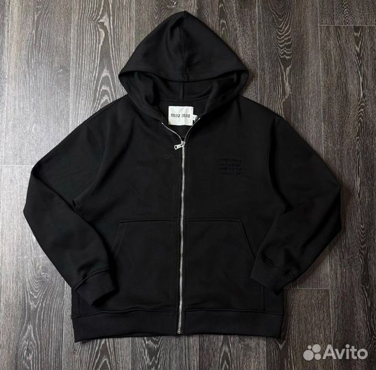 Толстовка на молнии с капюшоном женская miu miu