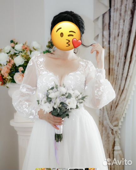 Свадебное платье 44 46 бу