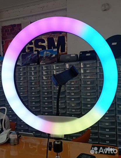 Селфи лампа с держателем для телефона (D-33см) RGB