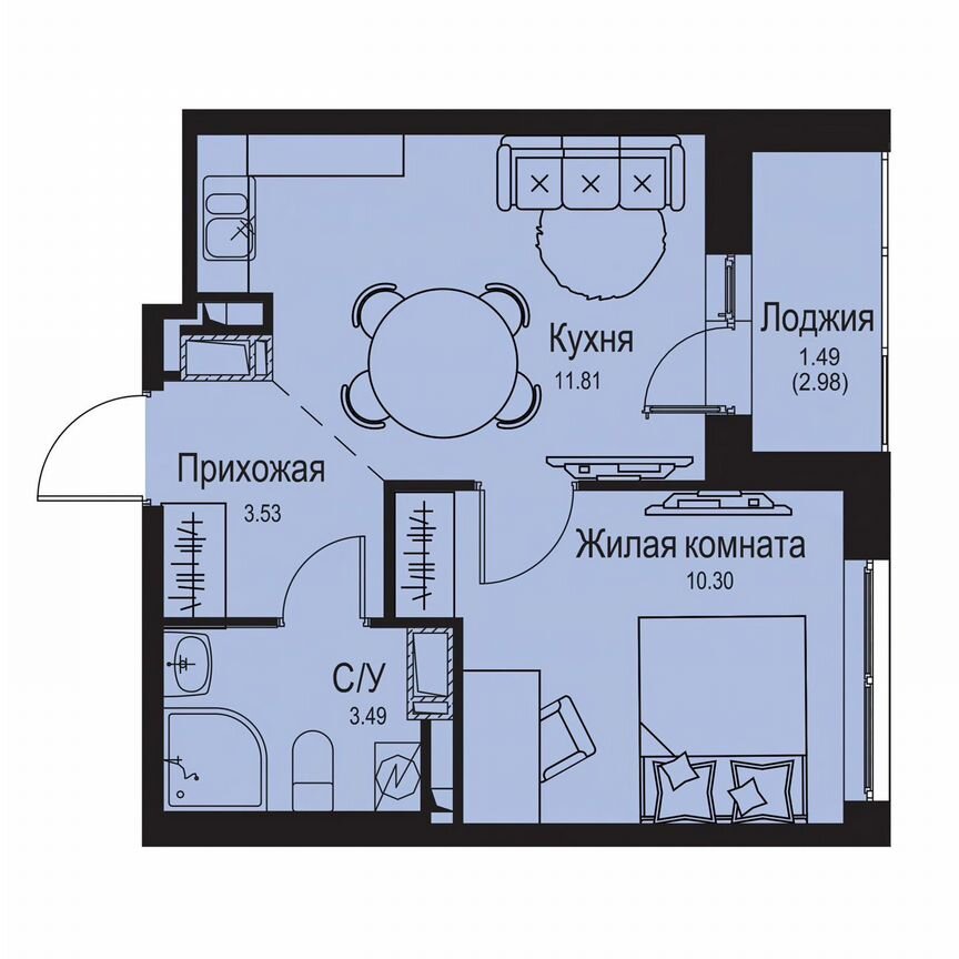 1-к. квартира, 30,6 м², 7/9 эт.
