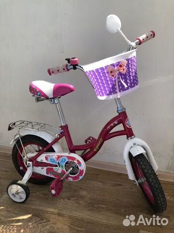 Велосипед детский 12 четырехколесный для девочки