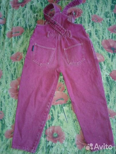 Толстый джинсовый комбез, х/б, р 110