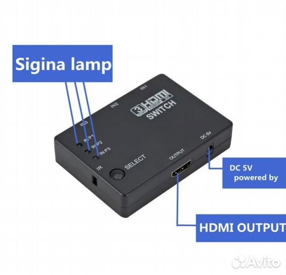 Переходник Свитч hdmi*3 порта с пультом дистанцион