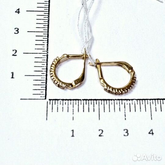 Золотые серьги с фианитом