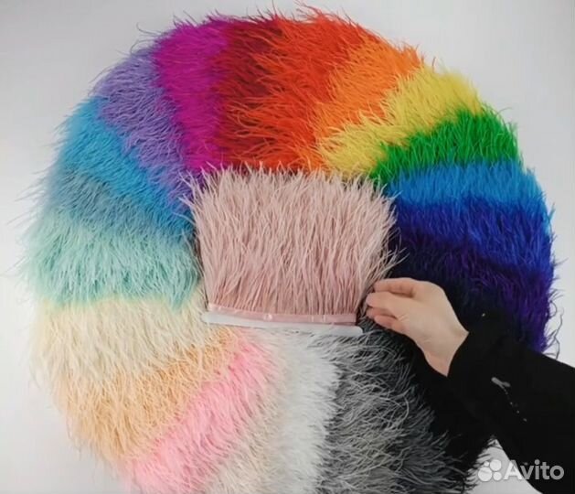 Перья страуса на тесьме, 30 оттенков