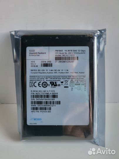Жесткий диск HP PM1643 mzilt15thmla 15.36Tb 3PAR