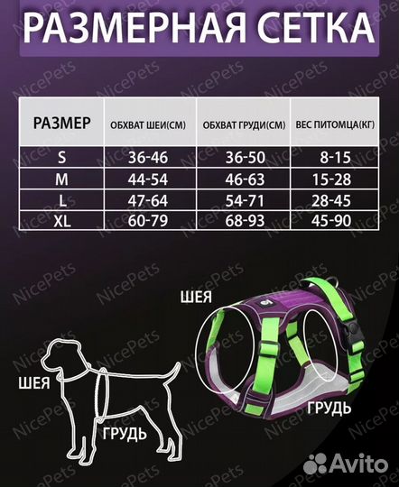 Шлейка анатомическая для собаки