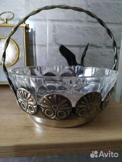 Конфетница на мельхиоровой подставки. СССР