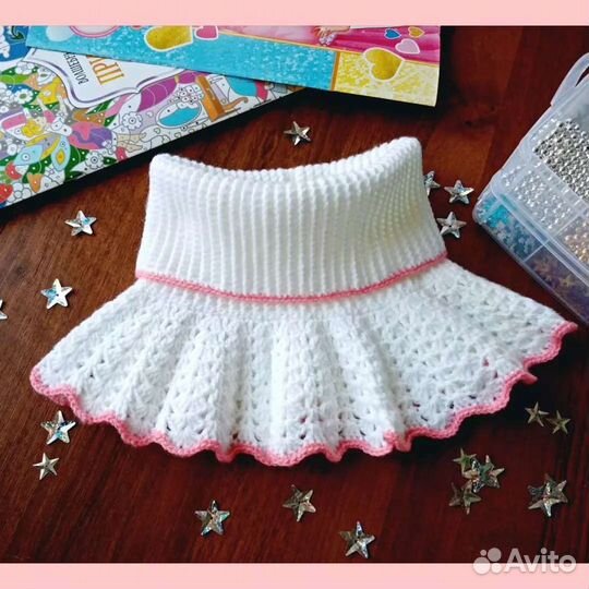 Комплект для девочки, шапочка + манишка