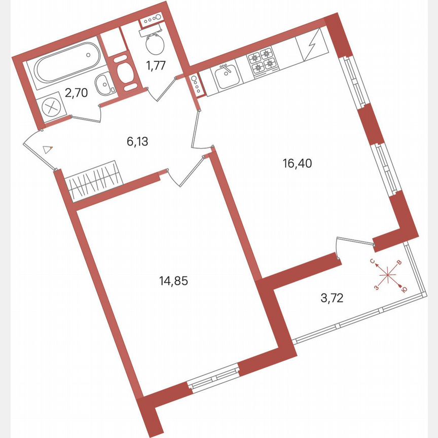 1-к. квартира, 43,7 м², 11/11 эт.