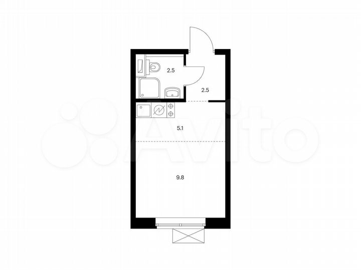 Квартира-студия, 19,9 м², 28/33 эт.