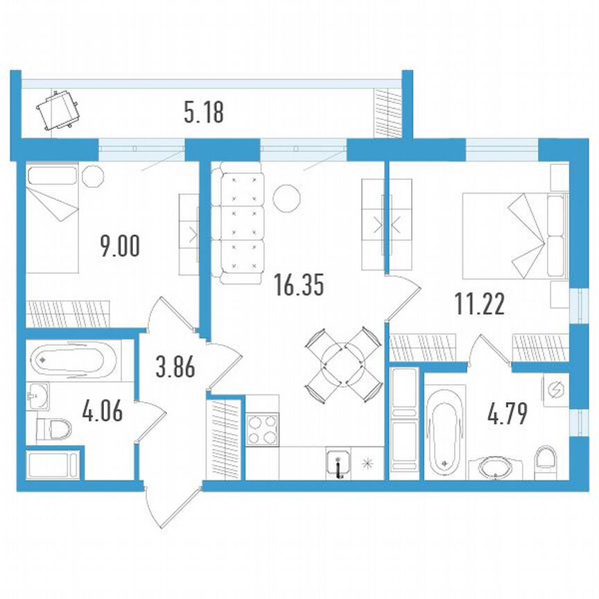 2-к. квартира, 50 м², 10/20 эт.