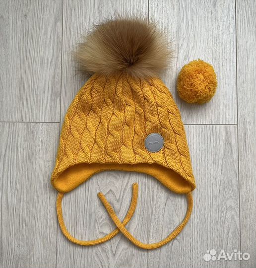 Шапка зимняя 52 Reima, помпон мех лисы