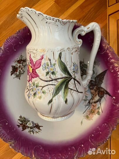 Антикварный большой набор,кувшин и чаша