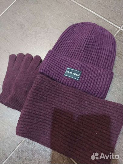 Шапка, снуд, перчатки (новое)