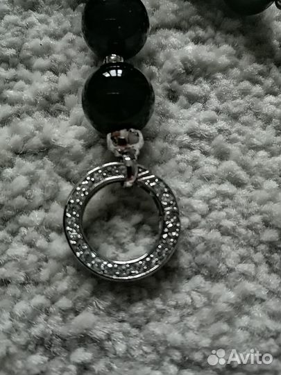 Бусы/колье Коралл, Черный Оникс, Жадеит