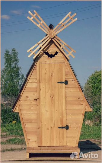 Дачный туалет деревянный прямоугольник QMU