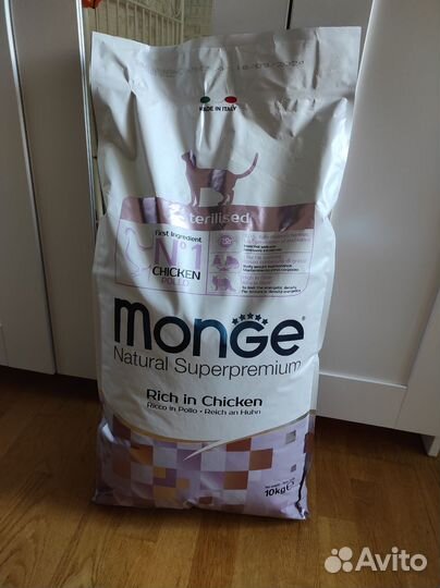Корм для кошек monge sterilised курица 10кг, 1,5кг