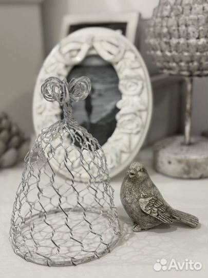 Декор прованс клош металлический с птичкой