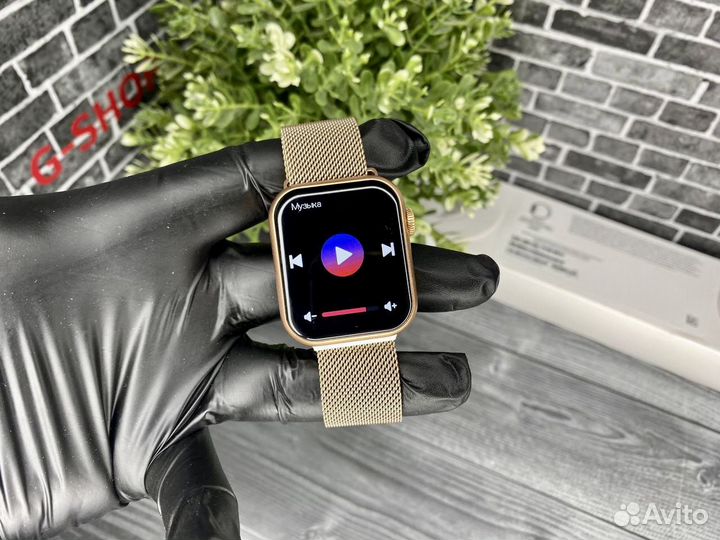 Apple Watch 8 41 mm Мини + золотой ремешок