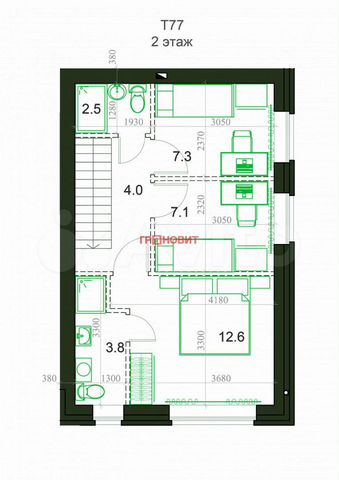 3-к. квартира, 85 м², 1/2 эт.