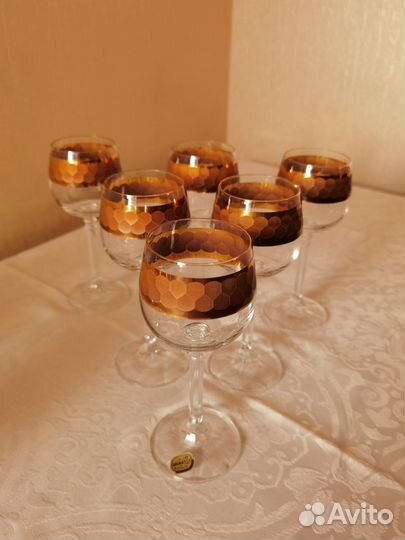 Бокалы для вина 150 мл и 90 мл богемия СССР