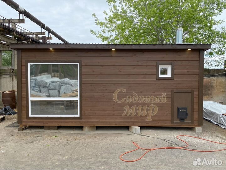 Баня под ключ 2,3х6 метров с панорамным окном