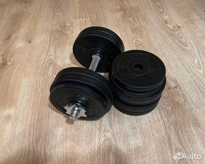 Прорезиненные разборные гантели 14,5 кг Sportcom