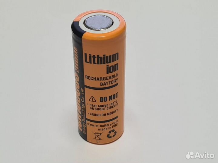 Аккумулятор ET ICR18500S (3.7В, 2000мАч, Li-Ion )