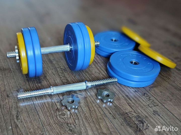 Гантели 28кг, пара по 14кг каждая металлич. Новые