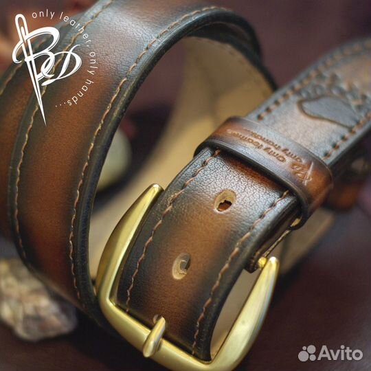 Брутальный кожаный ремень ручной работы