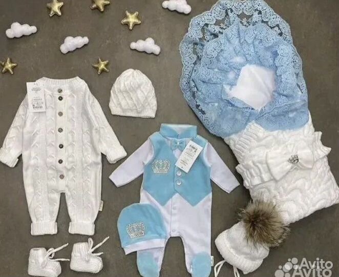 Конверт вязаный на выписку новорожденному