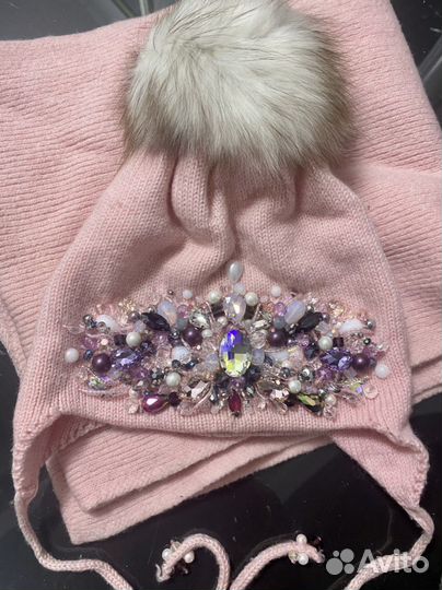 Шапка и снуд для девочки ручная работа