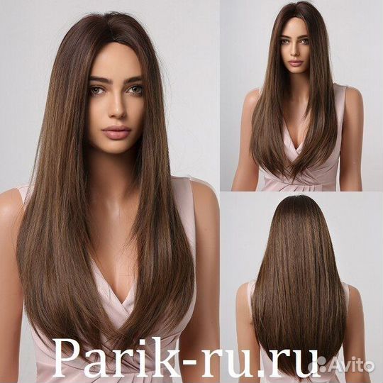 Длинный парик без челки русый
